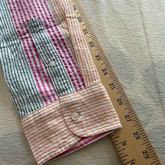 New! J Crew Slim Fit Seersucker Button Down Shirt Multi Color Stripe Size XL - Picture 15 of 16